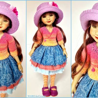 Puppenkleidung 38 cm Ruby Red, BELLA Pastell - Lila Hellblau Apricot Rosa, UNIKAT