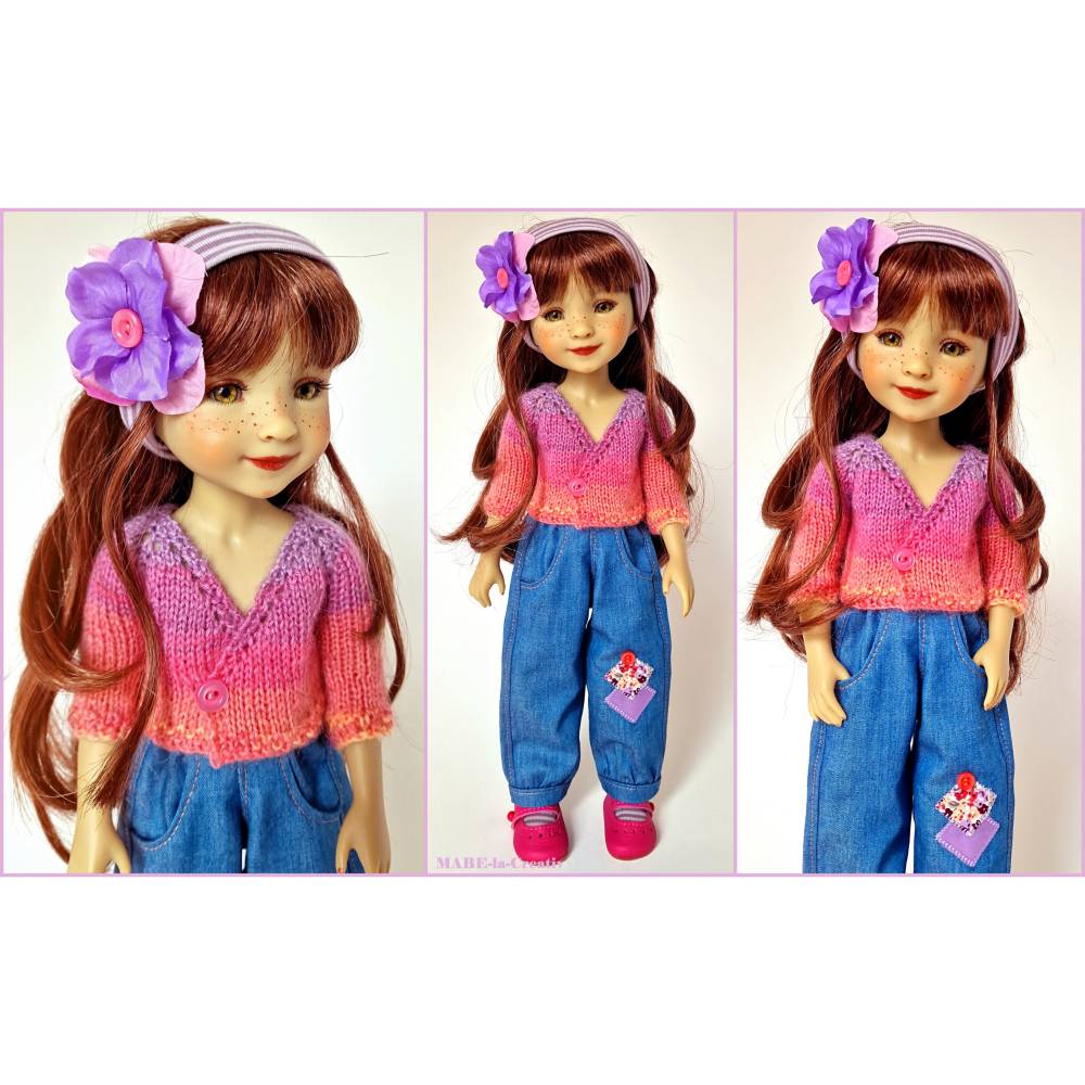 Puppenkleidung, 38 cm Ruby Red, BELLA - Lila Rosa Jeans, UNIKAT Bild 1