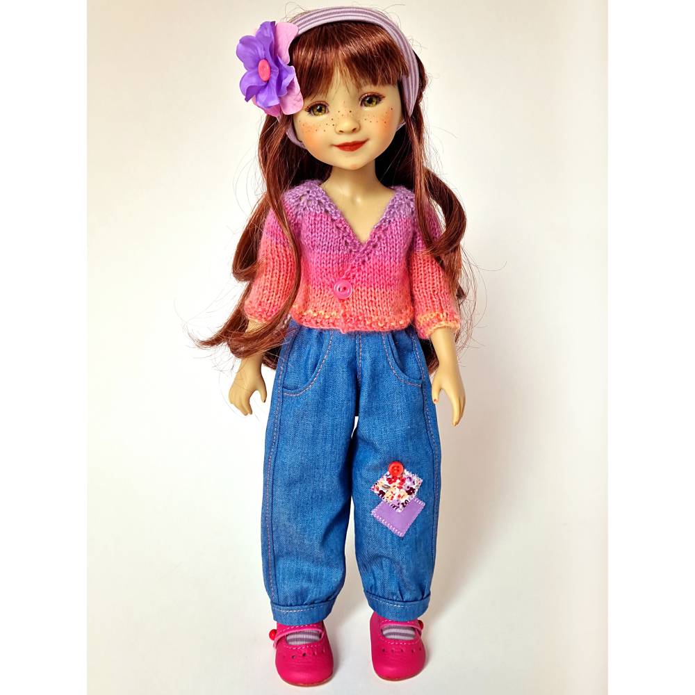 Puppenkleidung, 38 cm Ruby Red, BELLA - Lila Rosa Jeans, UNIKAT Bild 5