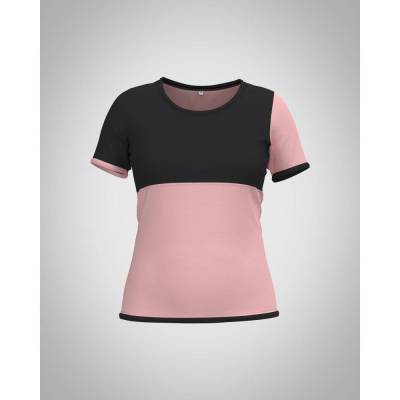 Damen colorblock T-Shirt Nikita in rosa schwarz | Allrounder für Sport Alltag oder party | Handgefertigt in Deutschland