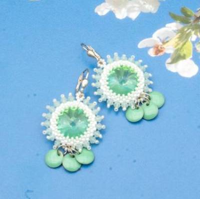funkelnde Ohrringe weiß, Hochzeit, Festivität, Ohrhänger, Glasperlenschmuck, Geschenkidee, Unisex, handgemacht Unikat
