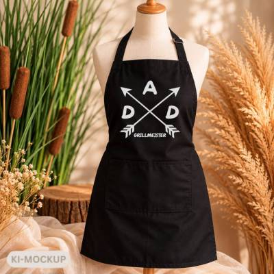 Grillschürze Dad Grillmeister | Kochschürze mit Fronttasche | Geschenk für Papa | BBQ & Vatertag