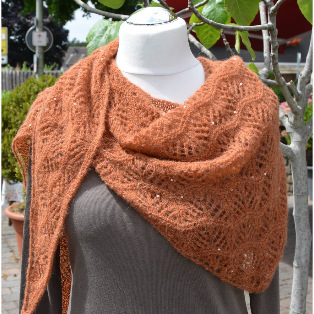Alpaka Tuch  " BERNSTEINKÜSTE " gestricktes mit Paillettes von Feinestrick Bild 1