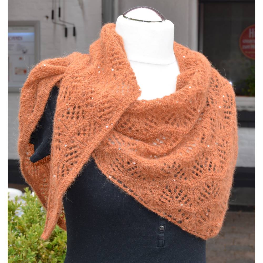 Alpaka Tuch  " BERNSTEINKÜSTE " gestricktes mit Paillettes von Feinestrick Bild 5