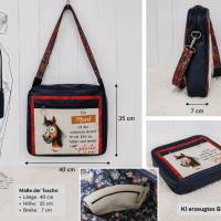Handgefertigte Pferdetasche aus Kunstleder – große Umhängetasche mit Pferdemotiv | Eigenes Design | Unikat
