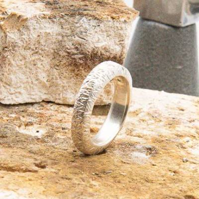 massiver Ring mit gehämmerter Struktur, Weihnachten Geschenkidee, Männerschmuck, Unikat, Silber, Mittelalter, Festival
