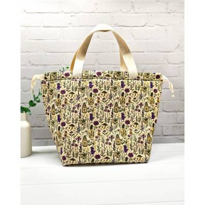Field Bag Größe L – Handgenähte Stricktasche mit Henkeln & Innentasche für 800g Wolle, Projekttasche zum Stricken