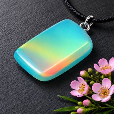 Aurora Opal Anhänger „Tropical Island“ – Nebula-Muster, Farbwandler