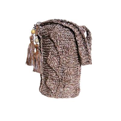 Schultertasche Blätterranken gehäkelt – Runde 3D Leaves Bag, Handarbeit, Unikat aus der Pfalz