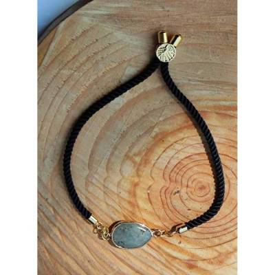 verstelllbares Armband Labradorit vergoldet