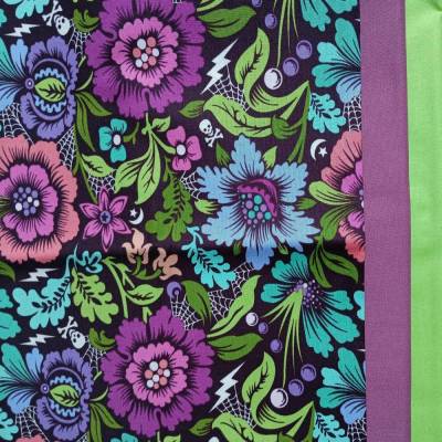 Stoffpaket Patchwork mit 3 x Baumwolle je 30 x 90 cm Blumen Lila Pink Grün