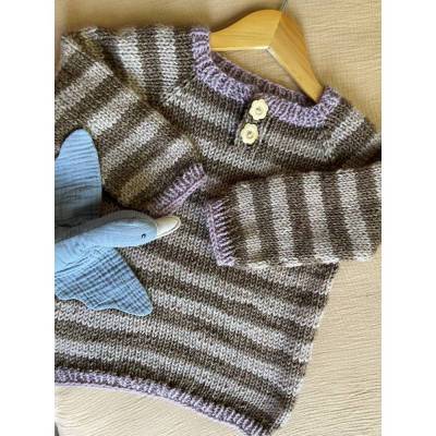 Kinderpullover Wolle 104/110 \| Handgestrickt \| Streifenpullover Kinder \| Naturfarben \| Mädchen Pullover \| Warm & We