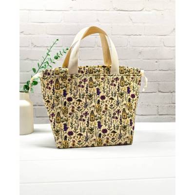 Projekttasche Größe M – Handgenähte Stricktasche mit Henkeln & Innentasche für 400-500g Wolle