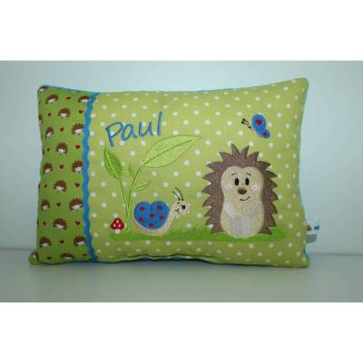 Süßer Igel & Schnecke - Namen des Kindes - Personalisierte Kissen, Kindergarten, Geschenk zur Geburt, Namenskissen