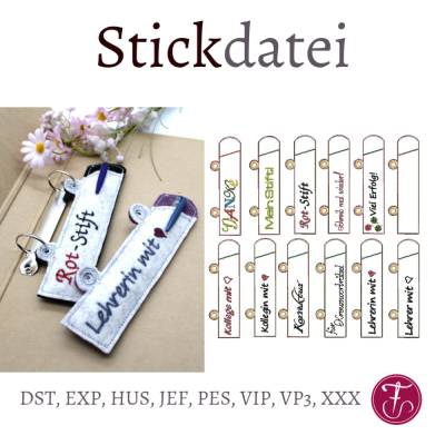 ITH Stickdatei Ringbuch Ordner Etuis Stifteetui schmal für Kugelschreiber SET Teil2