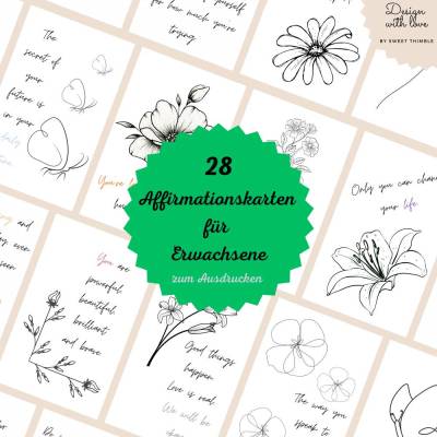 Affirmationskarten Erwachsene (28 Stück) – Set für Achtsamkeit, Selbstliebe & Positives Denken – 4-Wochen-Ritual