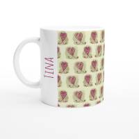 Personalisierte Tasse mit Herz-Muster – Keramikbecher mit Wunschnamen