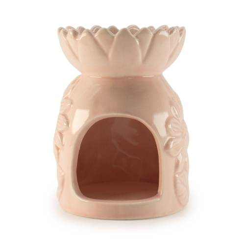 Keramik Ölbrenner Duftlampe für Aromatherapie und Meditation Sonnenblume Pastellrosa