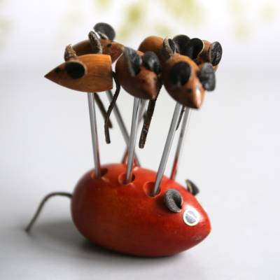 Mid Century Cocktail Spiesse mit Holzmaus