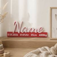 3D Schriftzug Geburt personalisiert mit Name | Baby Geschenk mit Datum, Uhrzeit, Gewicht & Größe