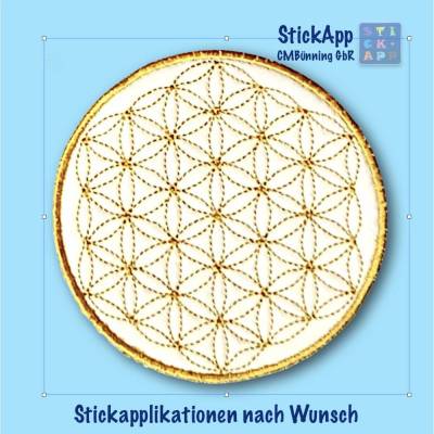 Blume des Lebens in WUNSCHfarben und verschiedenen Größen  (Stickapplikation)