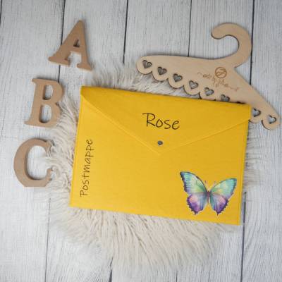 Postmappe aus Filz mit Schmetterling Bunt *personalisiert
