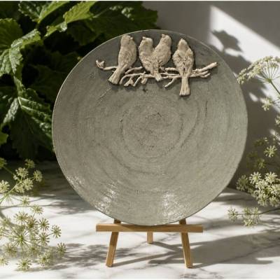 Bambus Wandteller - Vier Vogel -