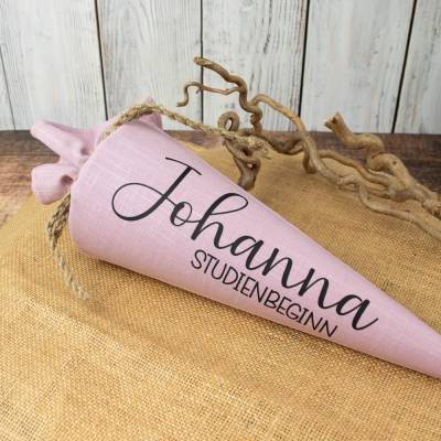 Personalisierte Mini-Schultüte Altrosa | Name & Wunschtext | Geschenk zur Einschulung, Ausbildung oder Prüfung