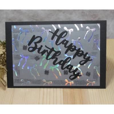 Handgefertigte Grußkarte Happy Birthday | Geburtstagskarte | Klappkarte | Metallic| Schleifen-Motiv