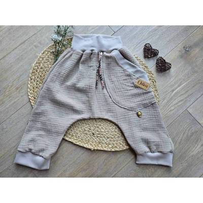 Musselin Pumphose Kurz Shorts Gr.128/134 Sommer – Kinder Unikat Braun Unisex Kinderkleidung Pants