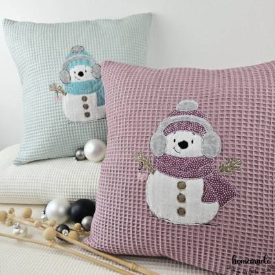 Kissenhülle mit Schneemann, Deko Kissen, Nikolausgeschenk, Wichtelgeschenk, Kinderzimmer Kissen, Weihnachtsdeko