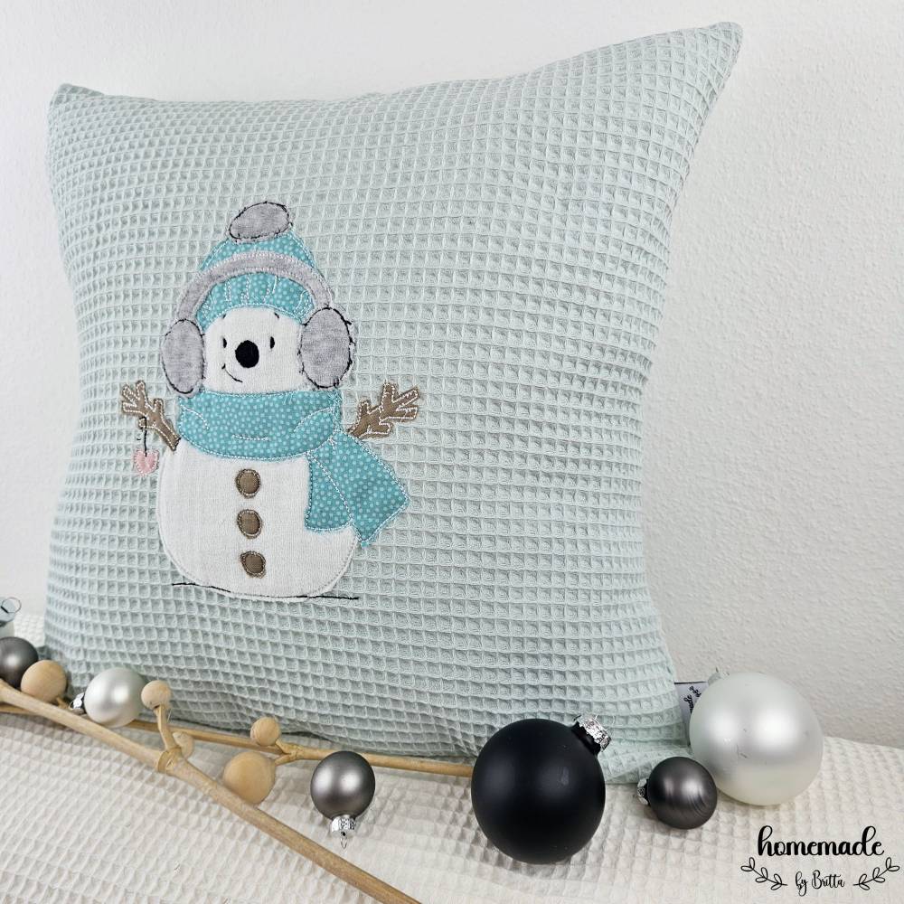 Kissenhülle mit Schneemann, Deko Kissen, Nikolausgeschenk, Wichtelgeschenk, Kinderzimmer Kissen, Weihnachtsdeko