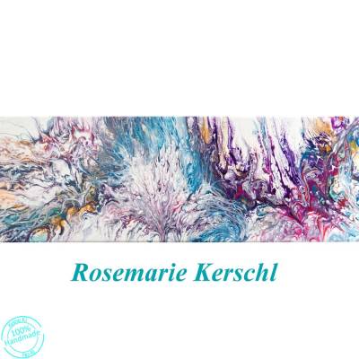 Leben Pouring Unikat Acrylbild 20 x 50 cm – Modernes handgemaltes Wandbild für ihr Zuhause