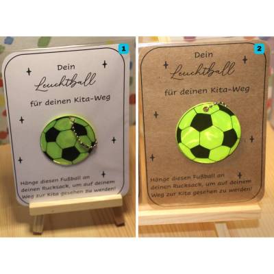 Leuchtball Fußball Reflektor für Rucksack/Tasche, Geschenk für Kindergarten Kinder, Kita-Start, Anhänger, Glücksbringer
