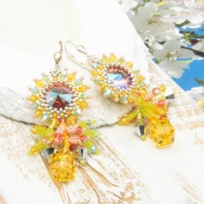 Ohrringe, Geburtstag, farbenfroh, hippie style, Sommer, Urlaub Ohrhänger, Glasperlenschmuck, Geschenkidee Frau, Unikat