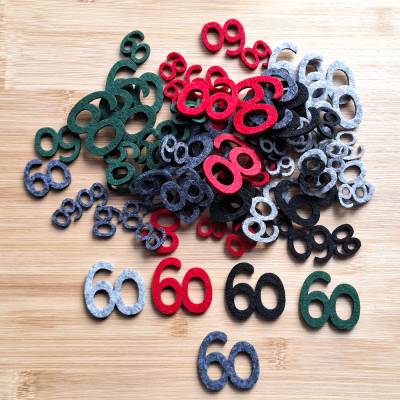 Streudeko 60 Geburtstag 16tlg. Jubiläum Tischstreu Deko Filz zum Basteln Konfetti Streuteile Verzieren DIY