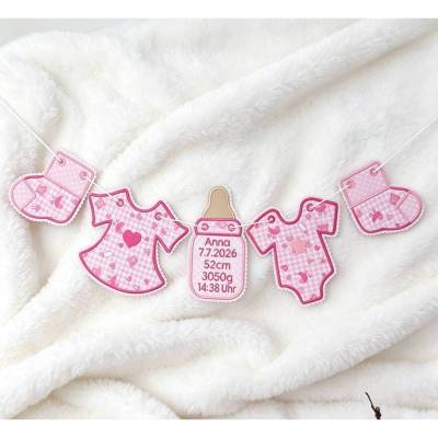 Stickdatei Baby Wimpelkette In the Hoop Set 26110 – Maschinenstickerei