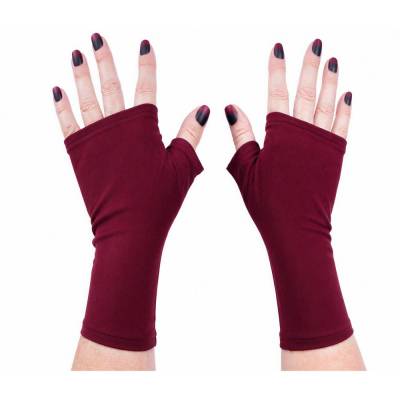 Handschuhe fingerlos für die ganze Familie aus Jersey uni aus 24 Farben wählbar -> hier Töne in lila und weinrot