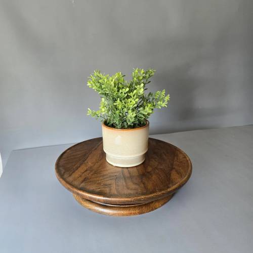 Mid Century Drehtablett aus dunklem Holz - Drehteller