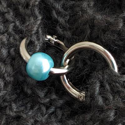 Tuchklammer "Glaswachs" Halter für Stricktücher Metallringe mit einer Glaswachsperle