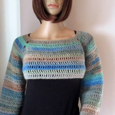 Shrug, Cropped Sweater, Seelenwärmer, Crop Top, Shirt, Sweater aus weicher Wolle