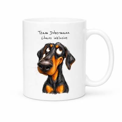 Tasse 'Team Dobermann' - Kaffeetasse mit Hunderasse