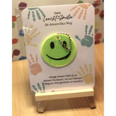 Smilie Reflektor für Rucksack/Tasche, Geschenk für Kindergarten Kinder, Kita-Start, Anhänger, Glücksbringer