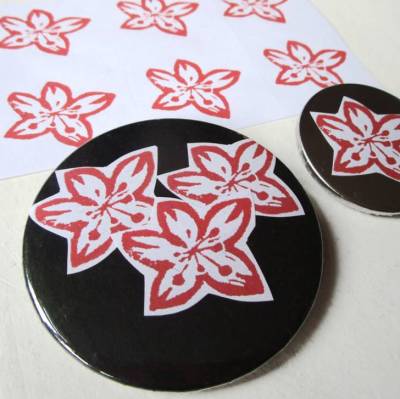 Kirschblüten Button Set, 38mm und 59mm, handgemacht.