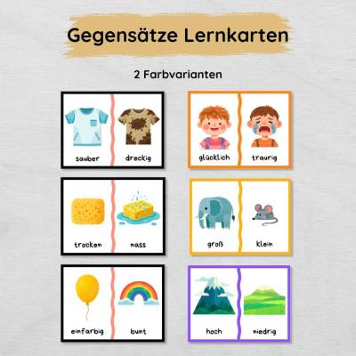 24 Gegensätze Lernkarten für Kinder | PDF zum Ausdrucken | Sprachförderung für Kindergarten & Vorschule