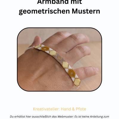 sommerliches gelb-goldenes Armband in geometrischem Muster selbst machen | Webmuster für dein eigenes Peyote-Armband