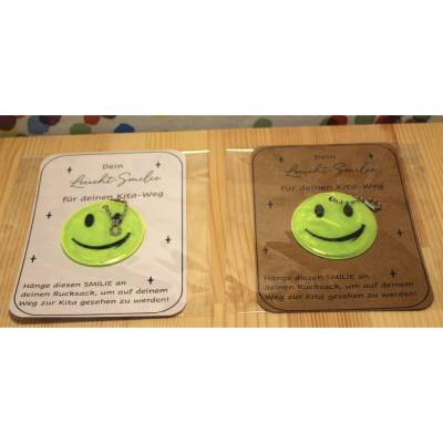 Smilie Reflektor für Rucksack/Tasche, Geschenk für Kindergarten Kinder, Kita-Start, Anhänger, Glücksbringer, Sicherheit