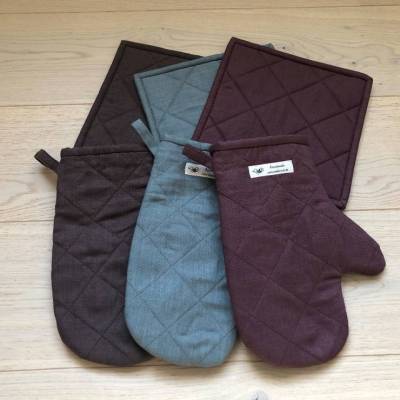 Ofenhandschuhe Topflappen aus Leinenstoff mit wärmeisoliertem Vlies