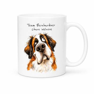 Tasse 'Team Bernhardiner' - Kaffeetasse mit Hunderasse