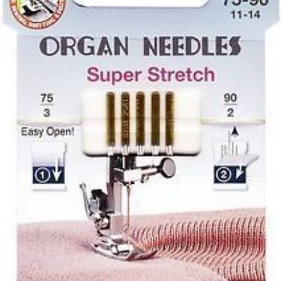5 Nähmaschinennadeln Organ Needles Super Stretch 75-90